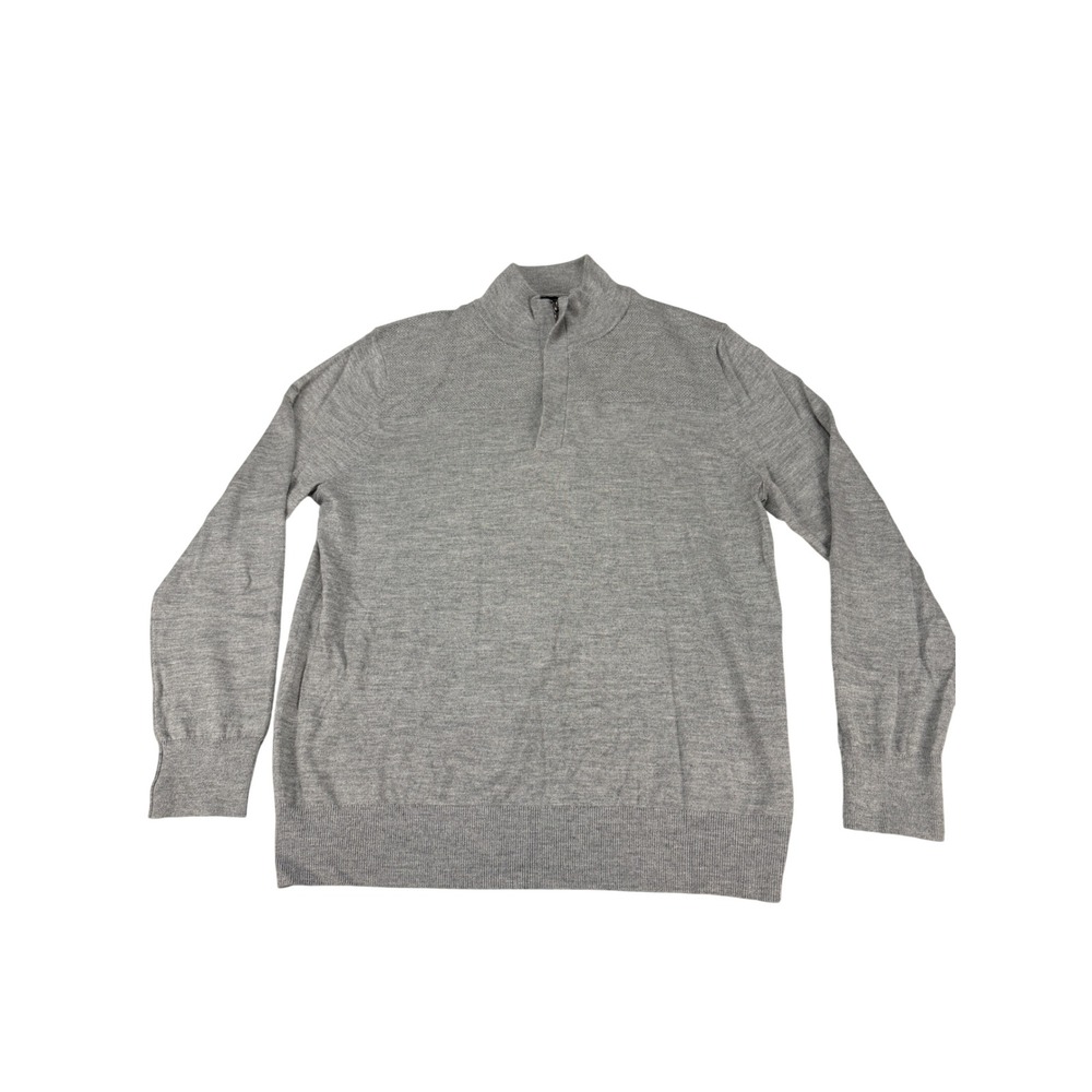 Banana Republic Mens XL Gray Merino Wool Blend Quarter Zip Sweater 980773